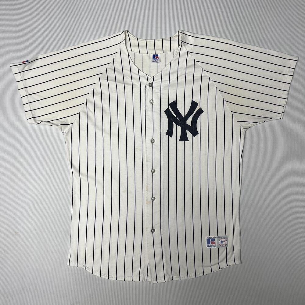 Vintage New York Yankees Jersey Mens XL White MLB Baseball Russell Athletic USA